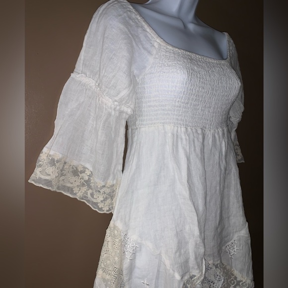Marilu Moda Positano made in Italy white dresses top size small S lace linen - Picture 3 of 5